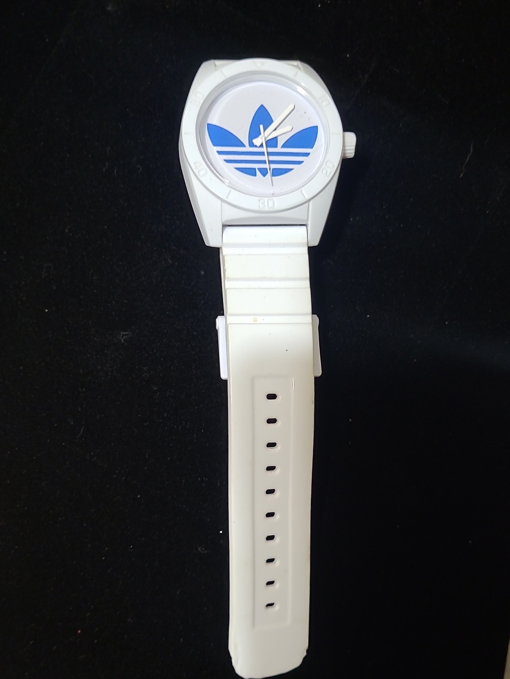 adidas Santiago White Watch with Blue Trefoil Dial